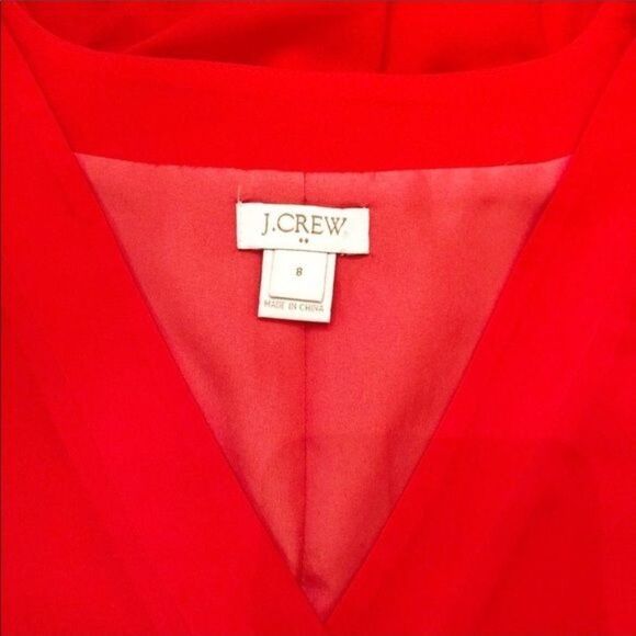 J. Crew Red V Neck Sleeveless Dress Flounce Hem 8 Medium - Picture 7 of 8